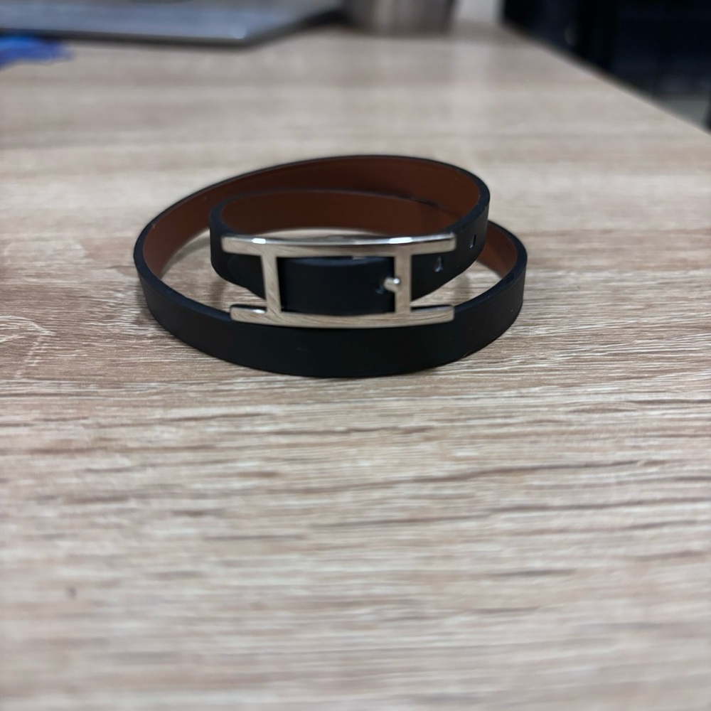 Hermes Black/Brown Reversible Wrap Bracelet